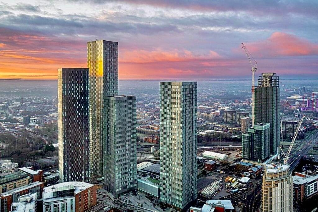 Deansgate Square Elizabeth Tower Manchester Winter 2020